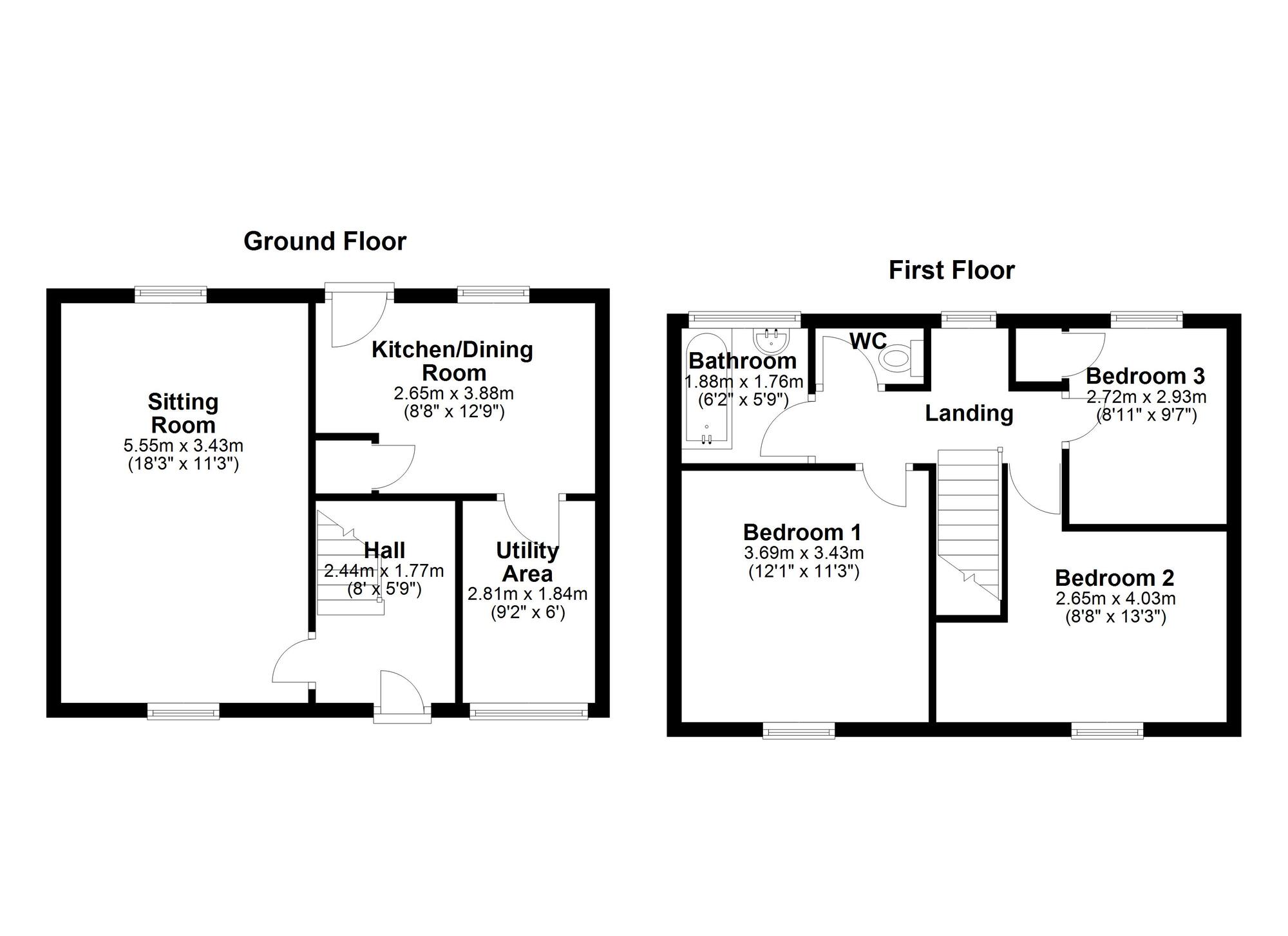 Floorplan of 3 bedroom Mid Terrace House to rent, Trevelyan Drive, Newcastle upon Tyne, Tyne and Wear, NE5