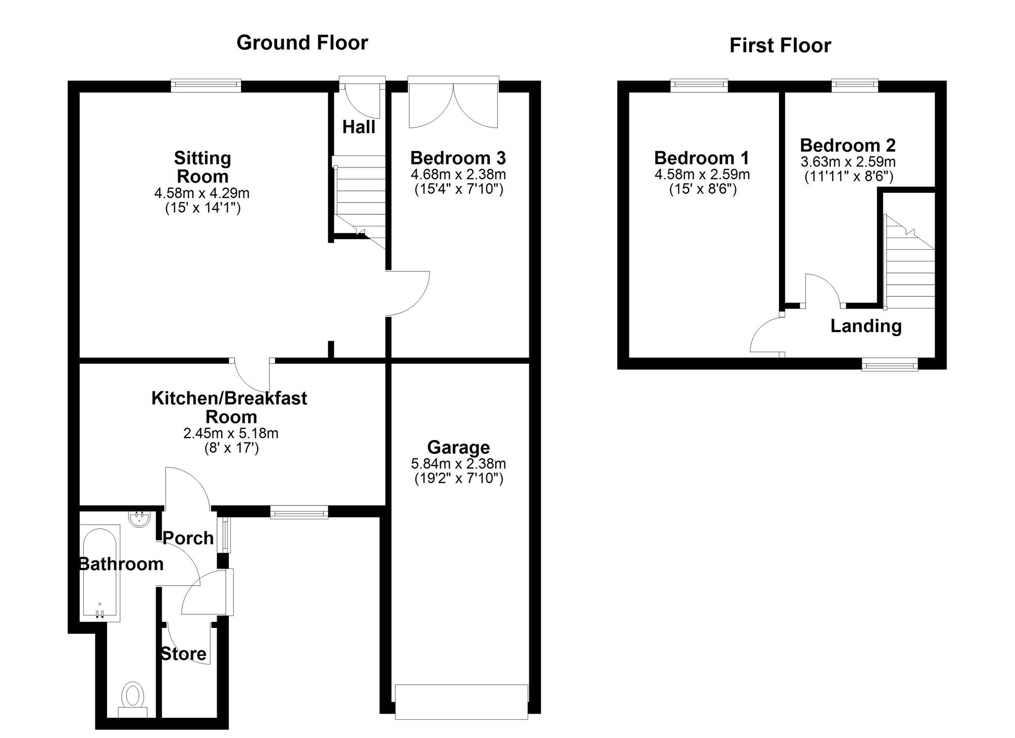 Floorplan of 3 bedroom End Terrace House for sale, Orchard Terrace, Throckley, Tyne and Wear, NE15