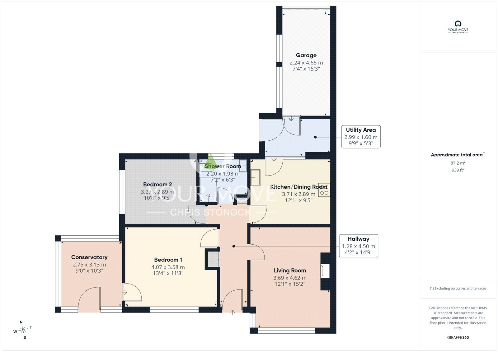 Floorplan of 2 bedroom Semi Detached Bungalow for sale, Arnside Walk, Newcastle upon Tyne, Tyne and Wear, NE5