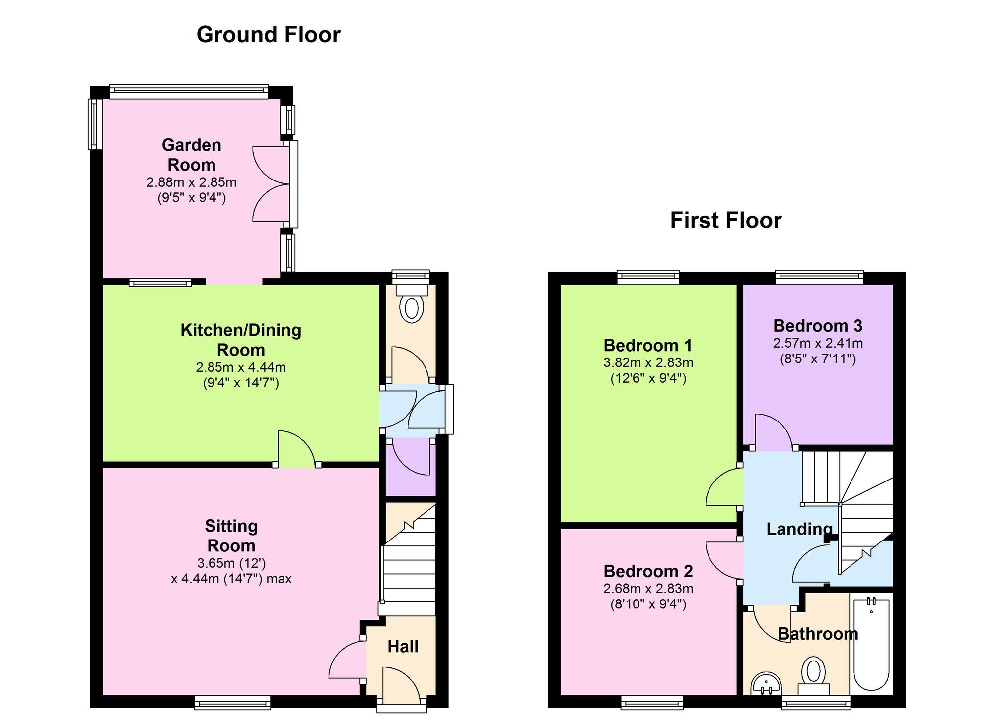 Floorplan of 3 bedroom Semi Detached House to rent, Westway, Newcastle upon Tyne, Tyne and Wear, NE15