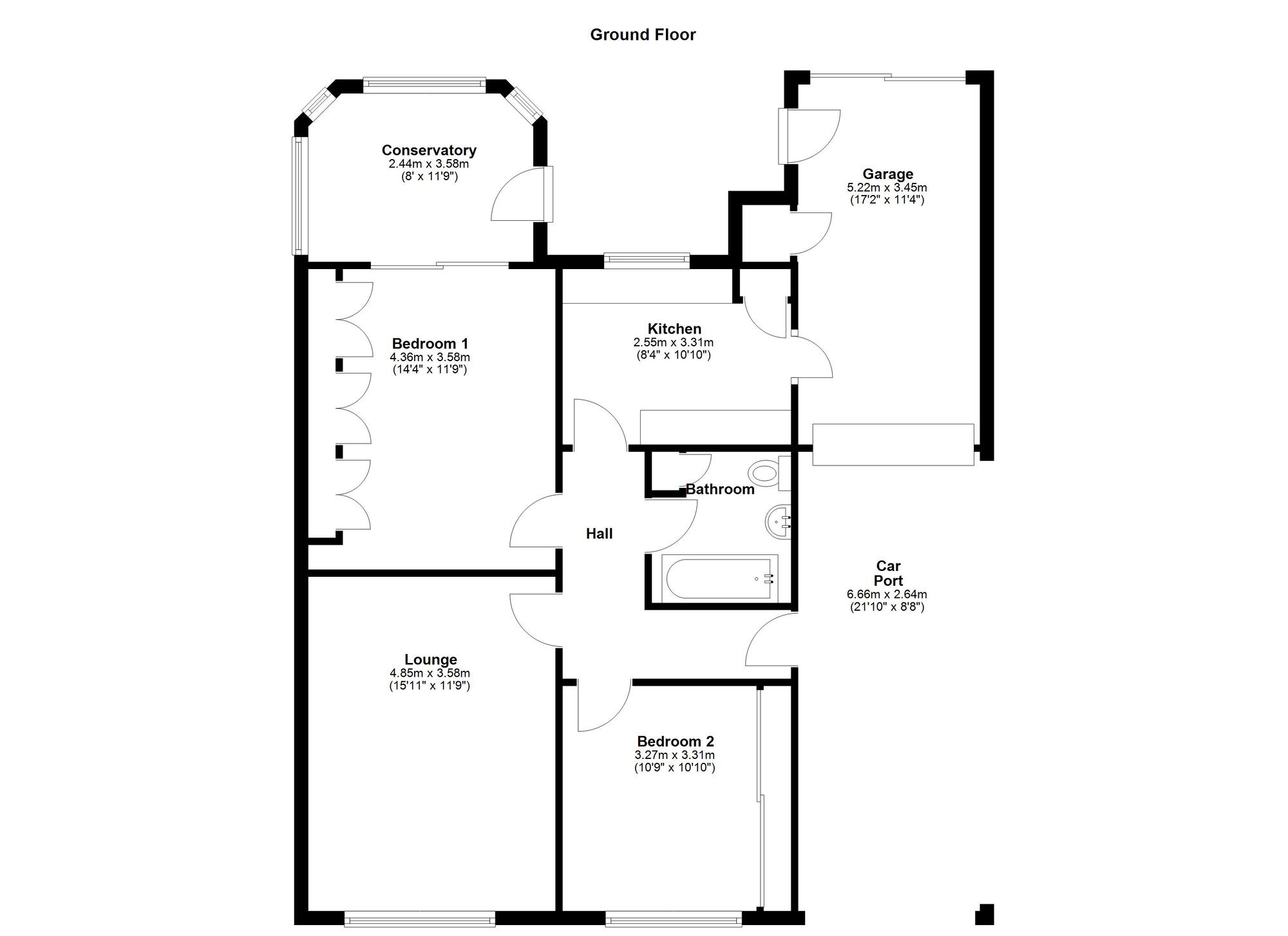 Floorplan of 2 bedroom Semi Detached Bungalow for sale, Brookfield Crescent, Newcastle upon Tyne, Tyne and Wear, NE5