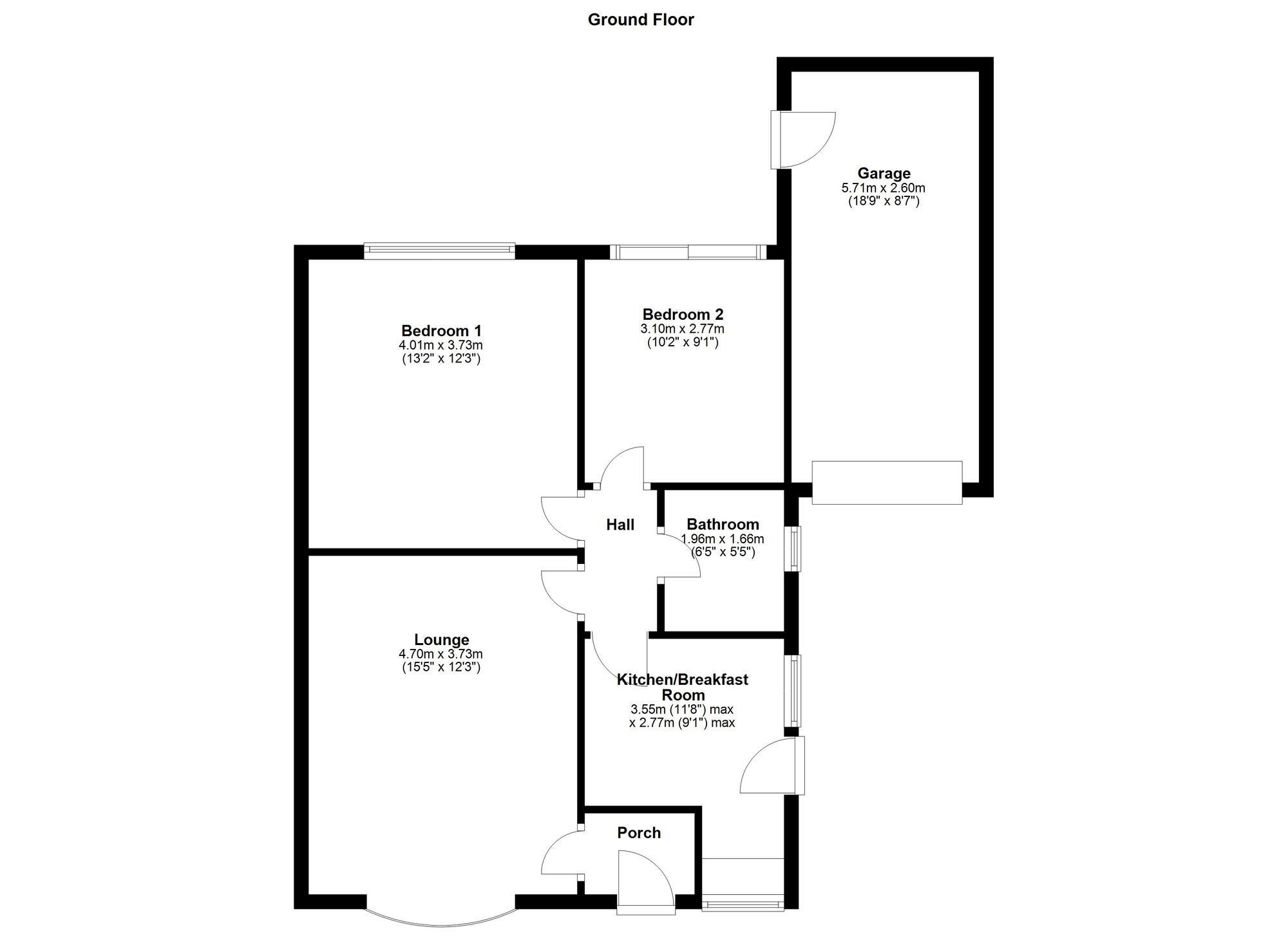 Floorplan of 2 bedroom Semi Detached Bungalow for sale, Brendale Avenue, Newcastle upon Tyne, Tyne and Wear, NE5