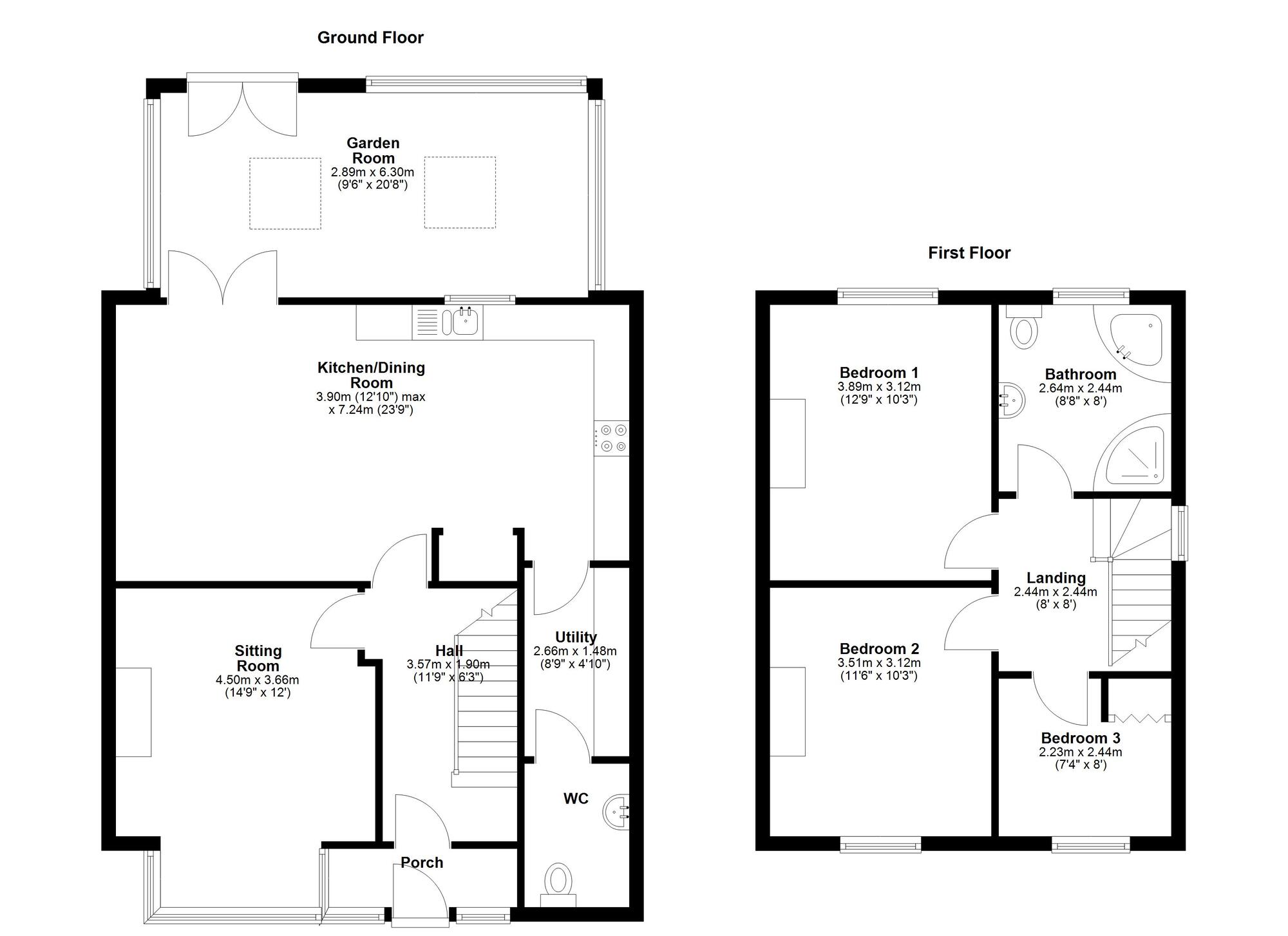 Floorplan of 3 bedroom Semi Detached House for sale, Hexham Road, Newcastle upon Tyne, Tyne and Wear, NE15