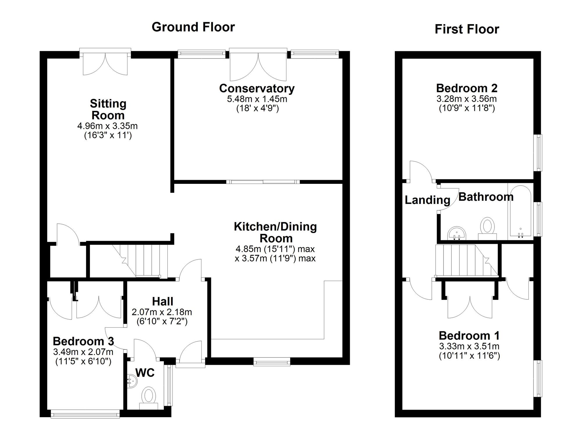 Floorplan of 3 bedroom Mid Terrace House to rent, Fawlee Green, Newcastle upon Tyne, Tyne and Wear, NE3