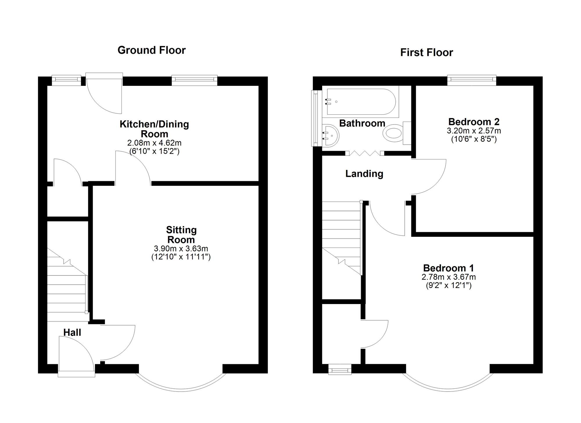 Floorplan of 2 bedroom Semi Detached House for sale, Wharmlands Road, Newcastle upon Tyne, Tyne and Wear, NE15