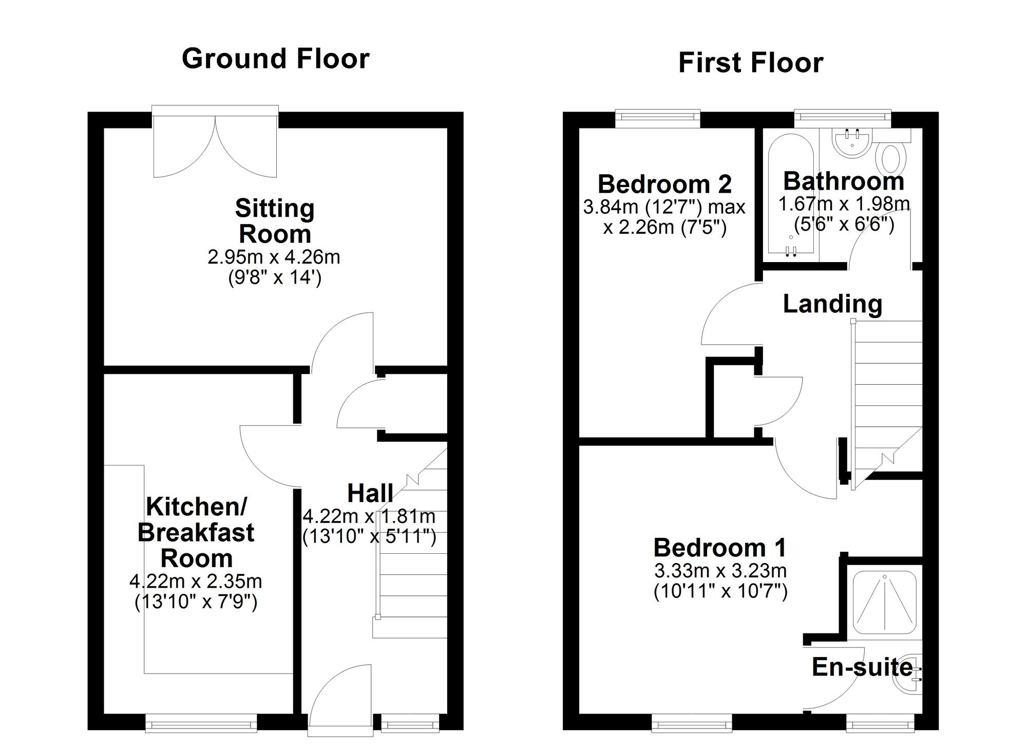 Floorplan of 2 bedroom End Terrace House for sale, The Orchard, Union Hall Road, Tyne and Wear, NE15