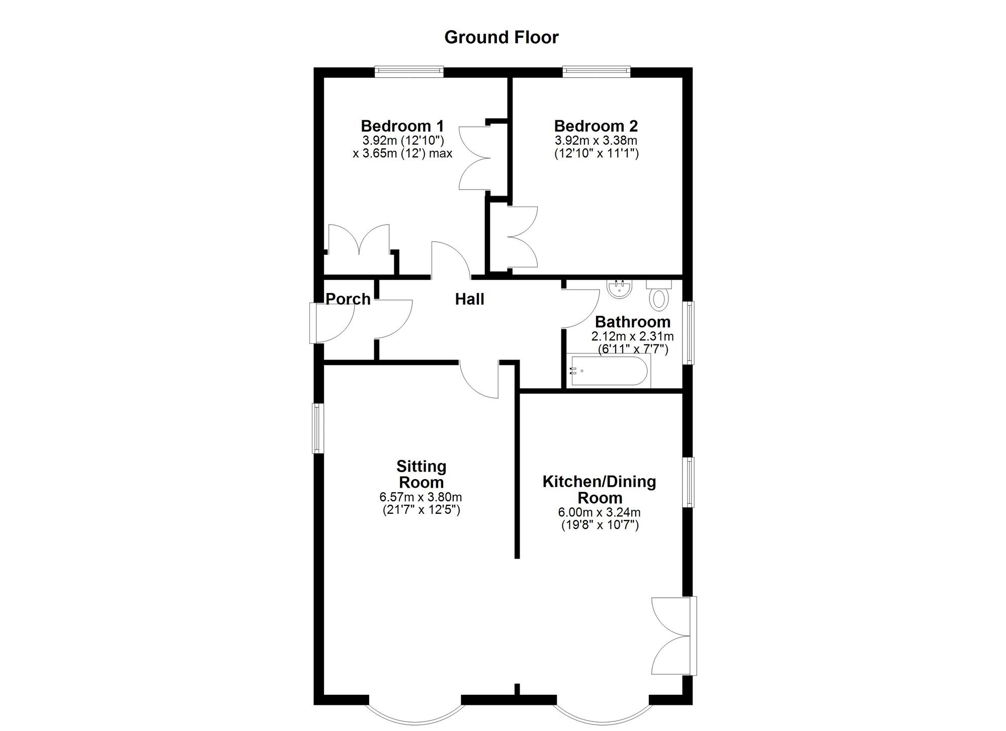 Floorplan of 2 bedroom Detached Bungalow to rent, Woodend Way, Brunton Bridge, Tyne and Wear, NE13