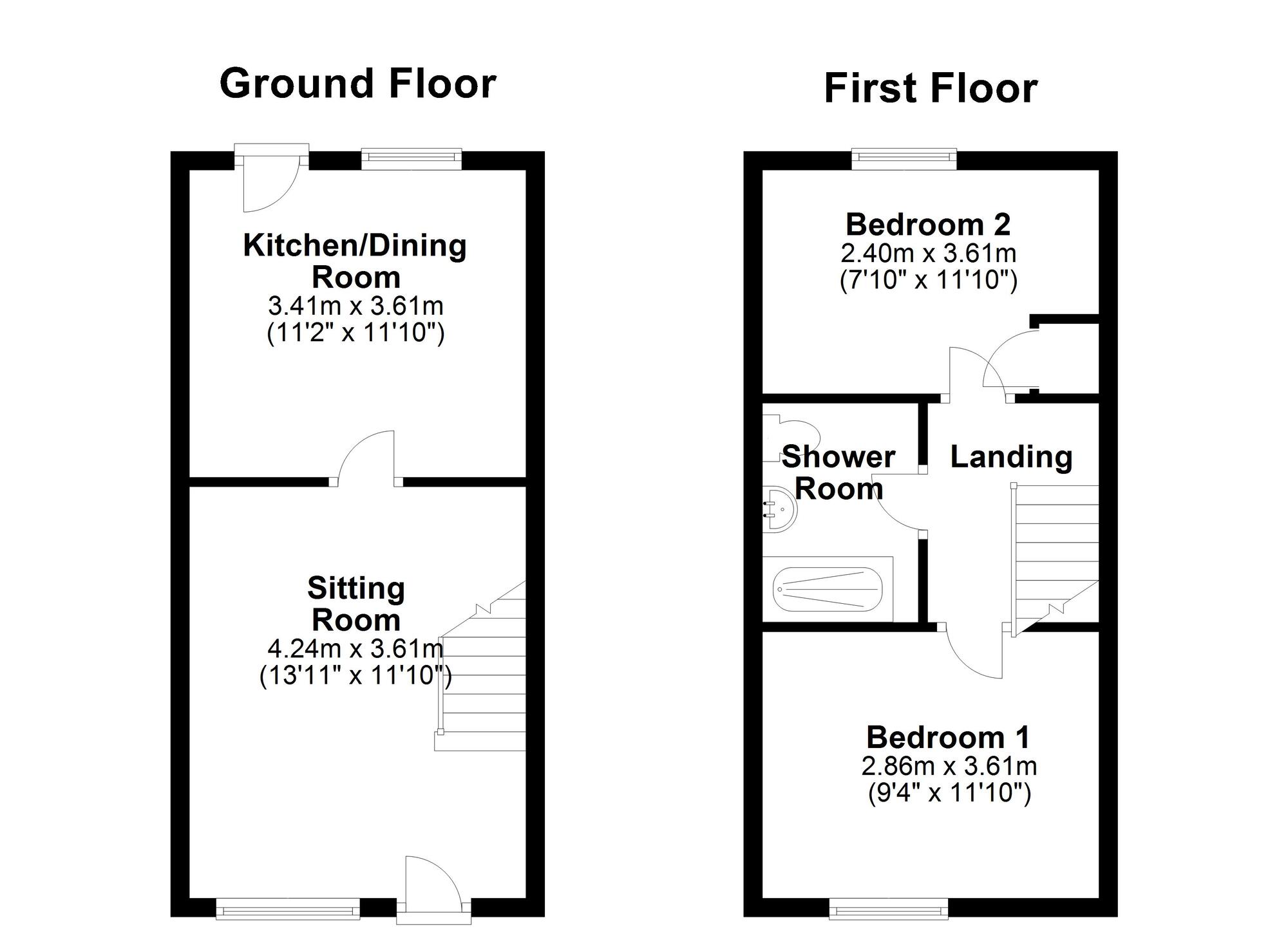 Floorplan of 2 bedroom Mid Terrace House for sale, Burnham Avenue, Newcastle upon Tyne, Tyne and Wear, NE15