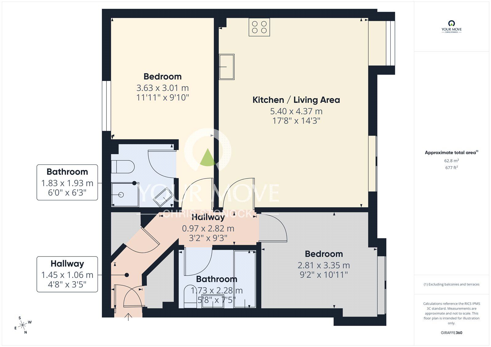 Floorplan of 2 bedroom Flat for sale, Rupert Court, Newcastle upon Tyne, Tyne and Wear, NE15
