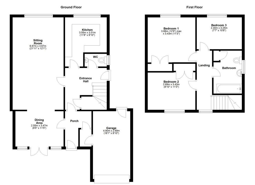 Floorplan of 3 bedroom Semi Detached House for sale, Greenway, Chapel Park, Tyne and Wear, NE5