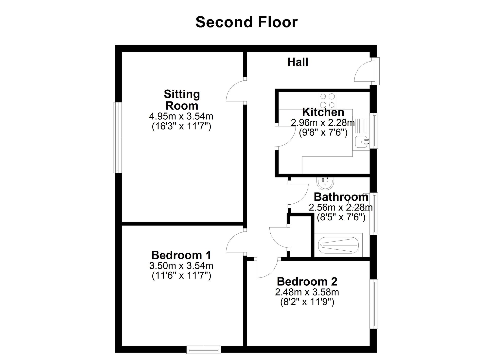Floorplan of 2 bedroom Flat for sale, Ambergate Close, Newcastle upon Tyne, Tyne and Wear, NE5
