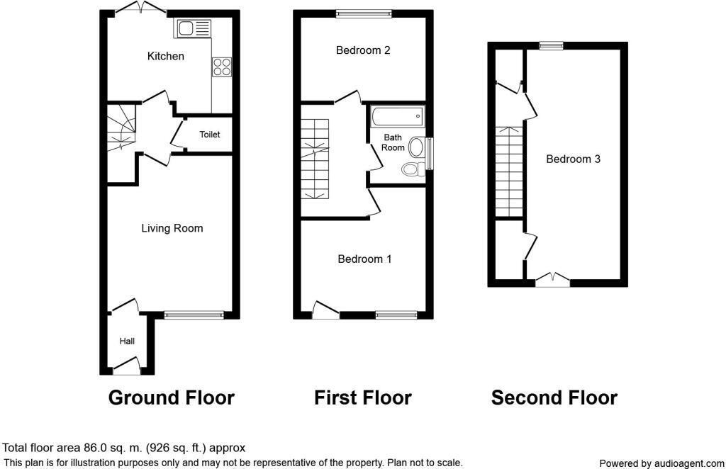Floorplan of 3 bedroom End Terrace House to rent, Elmwood Park Mews, Newcastle upon Tyne, Tyne and Wear, NE13