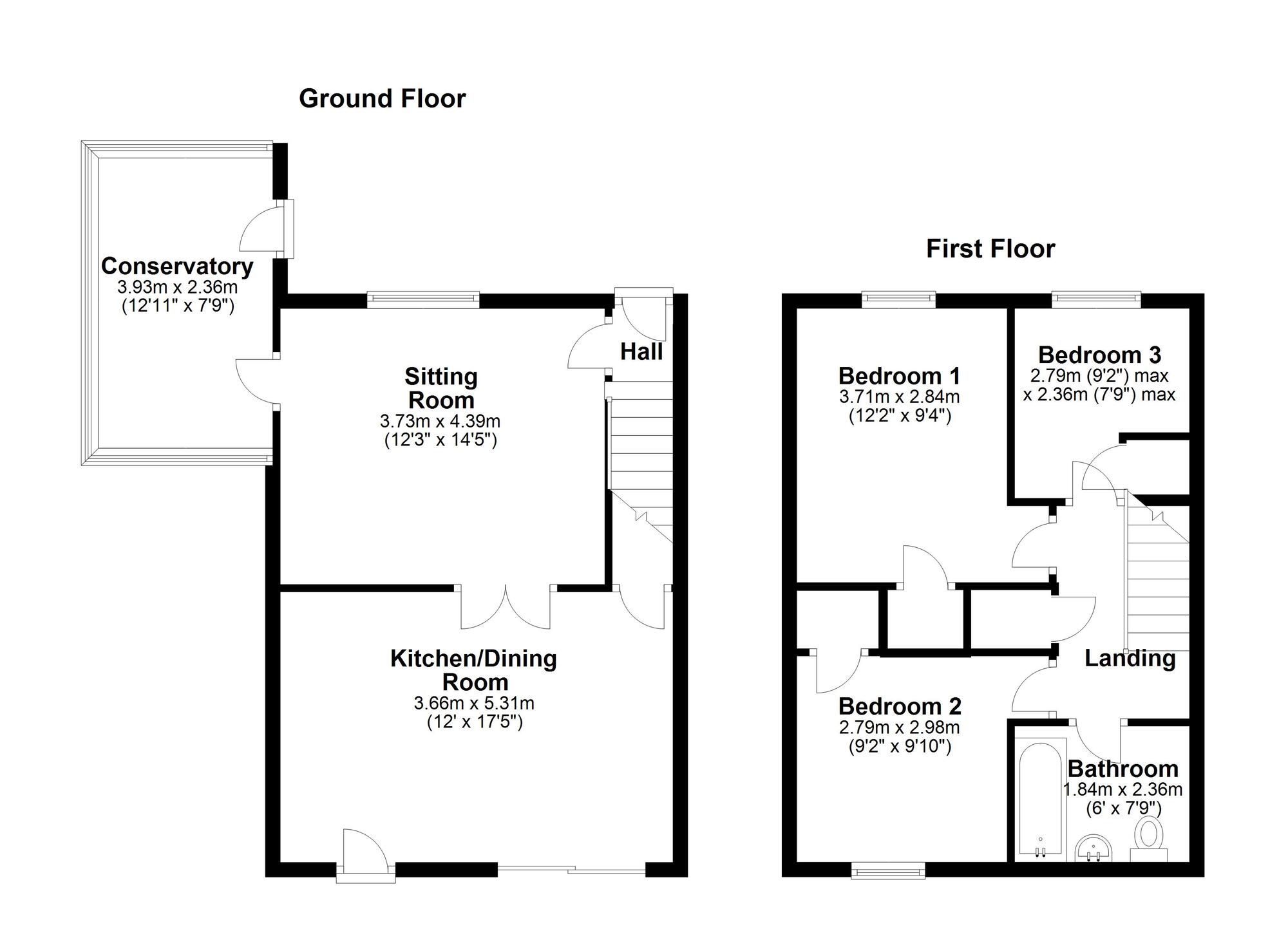 Floorplan of 3 bedroom End Terrace House for sale, Grosvenor Court, Newcastle upon Tyne, Tyne and Wear, NE5