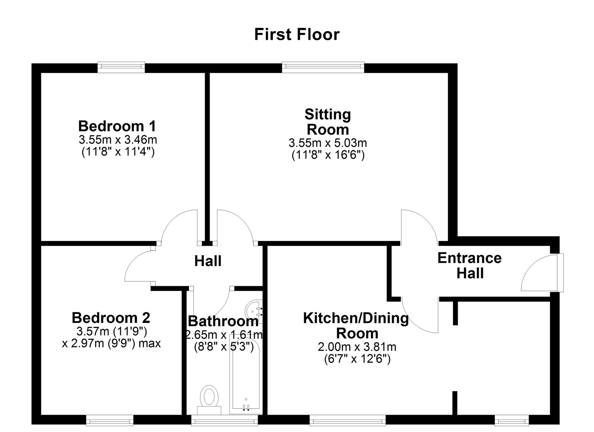 Floorplan of 2 bedroom Flat for sale, Etal Lane, Newcastle upon Tyne, Tyne and Wear, NE5