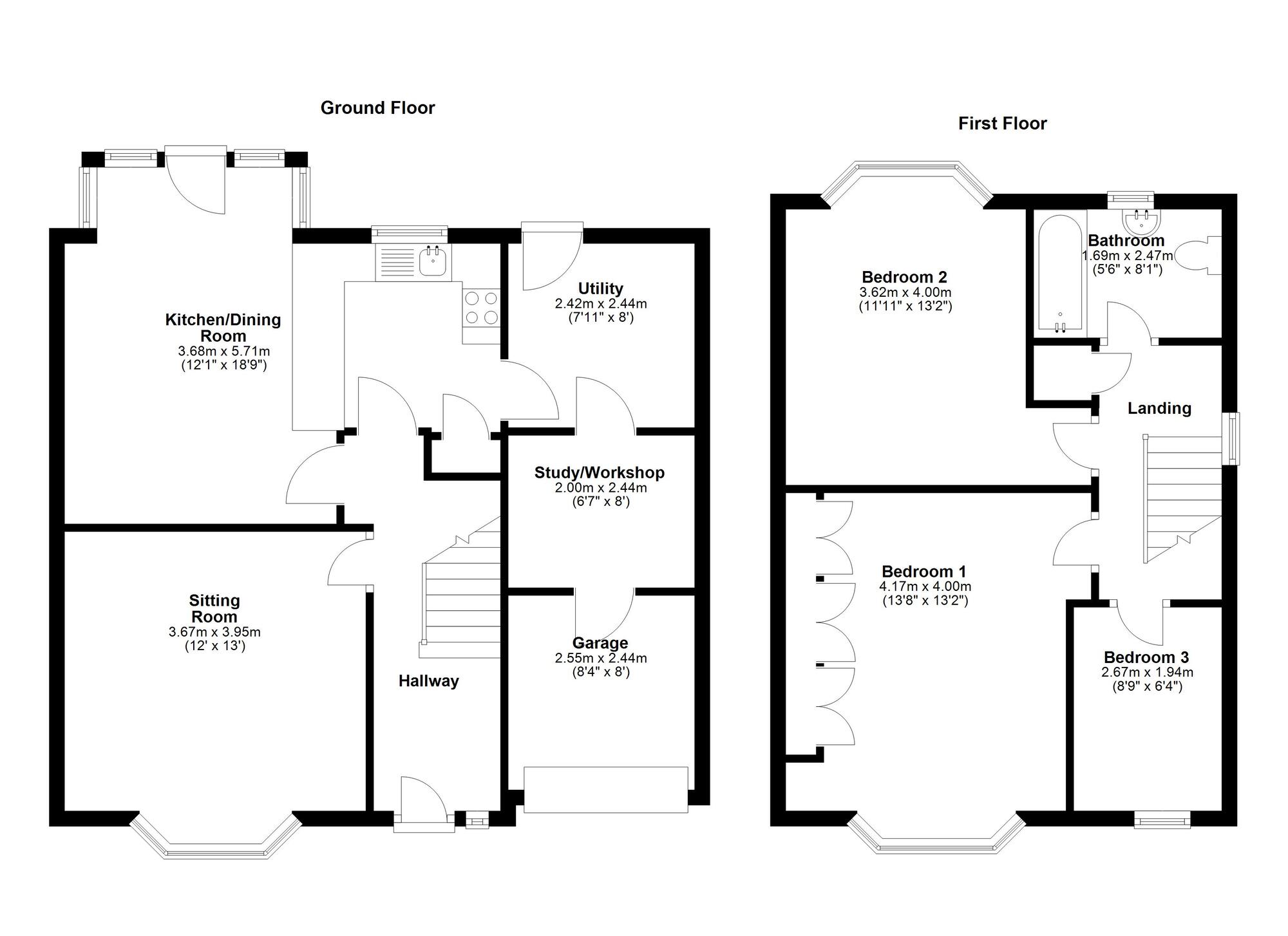 Floorplan of 3 bedroom Semi Detached House for sale, The Roman Way, Newcastle upon Tyne, Tyne and Wear, NE5