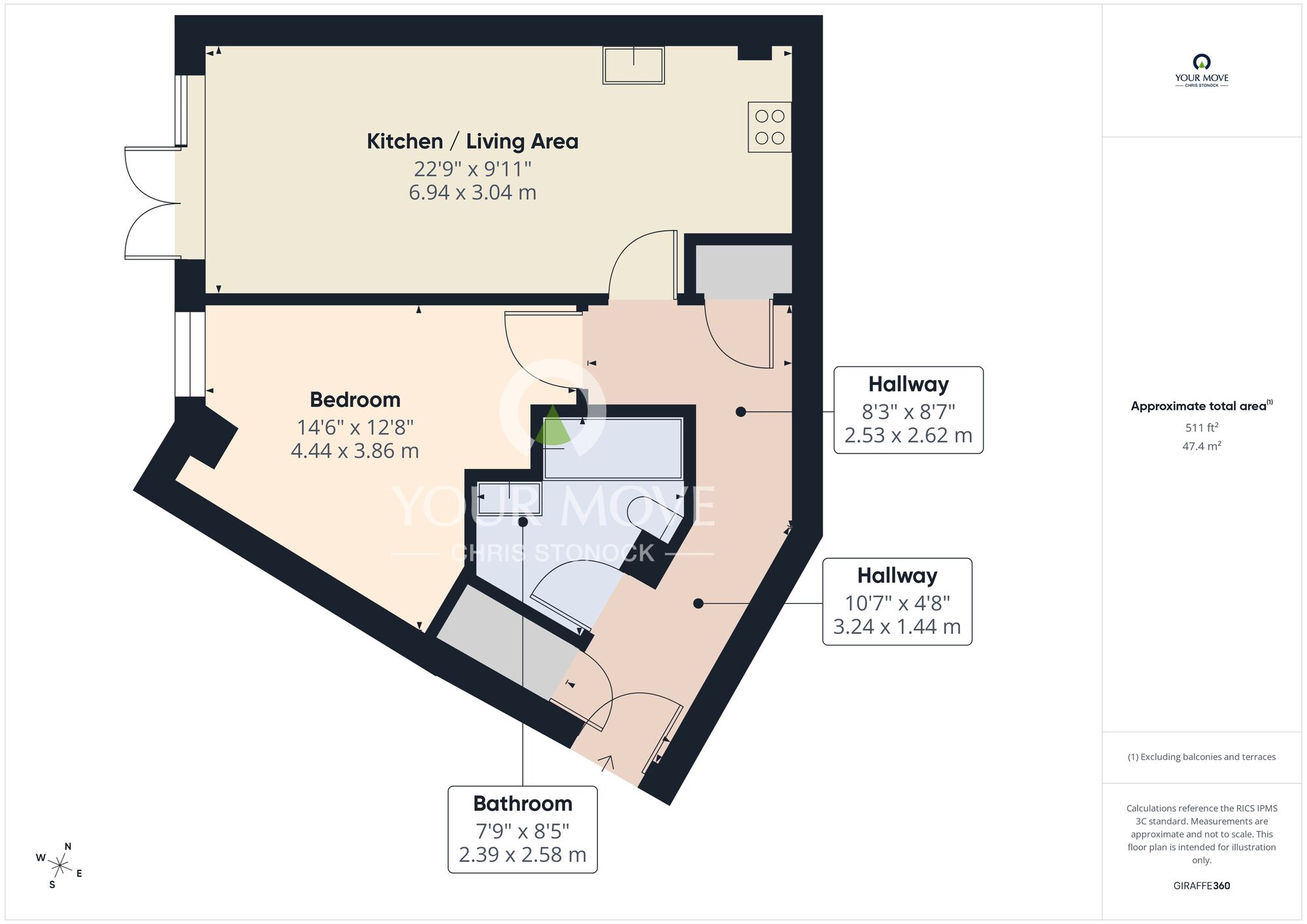 Floorplan of 1 bedroom Flat to rent, The Bar, St. James Gate, Newcastle Upon Tyne, NE1