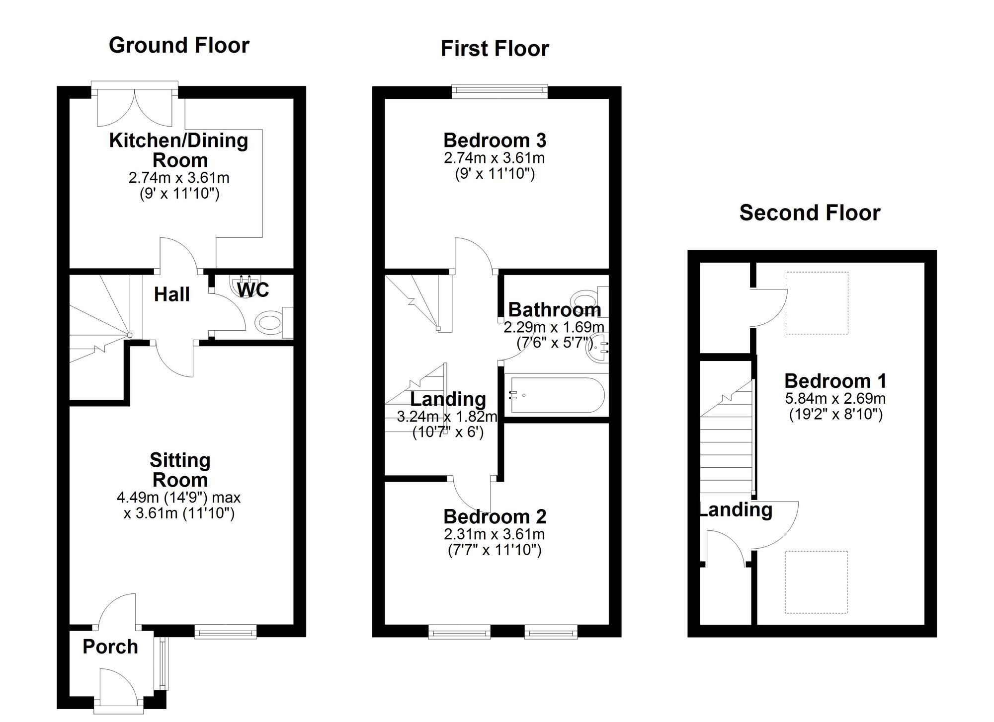 Floorplan of 3 bedroom Semi Detached House for sale, Wheatfield Road, Newcastle upon Tyne, Tyne and Wear, NE5