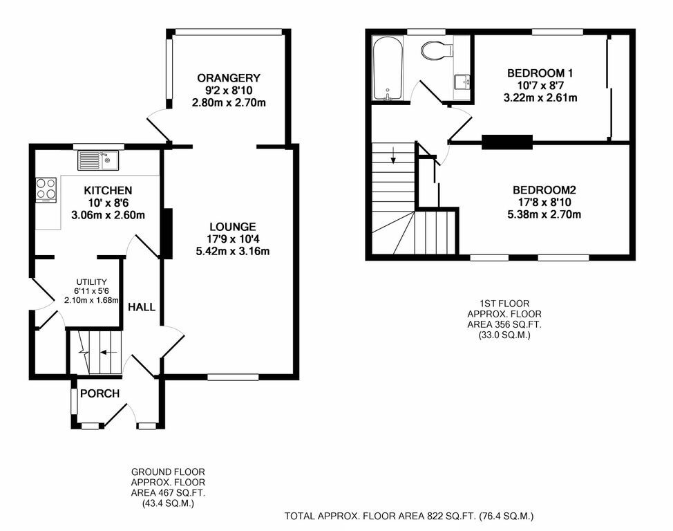 Floorplan of 2 bedroom Semi Detached House for sale, Rookwood Road, Newcastle upon Tyne, Tyne and Wear, NE5