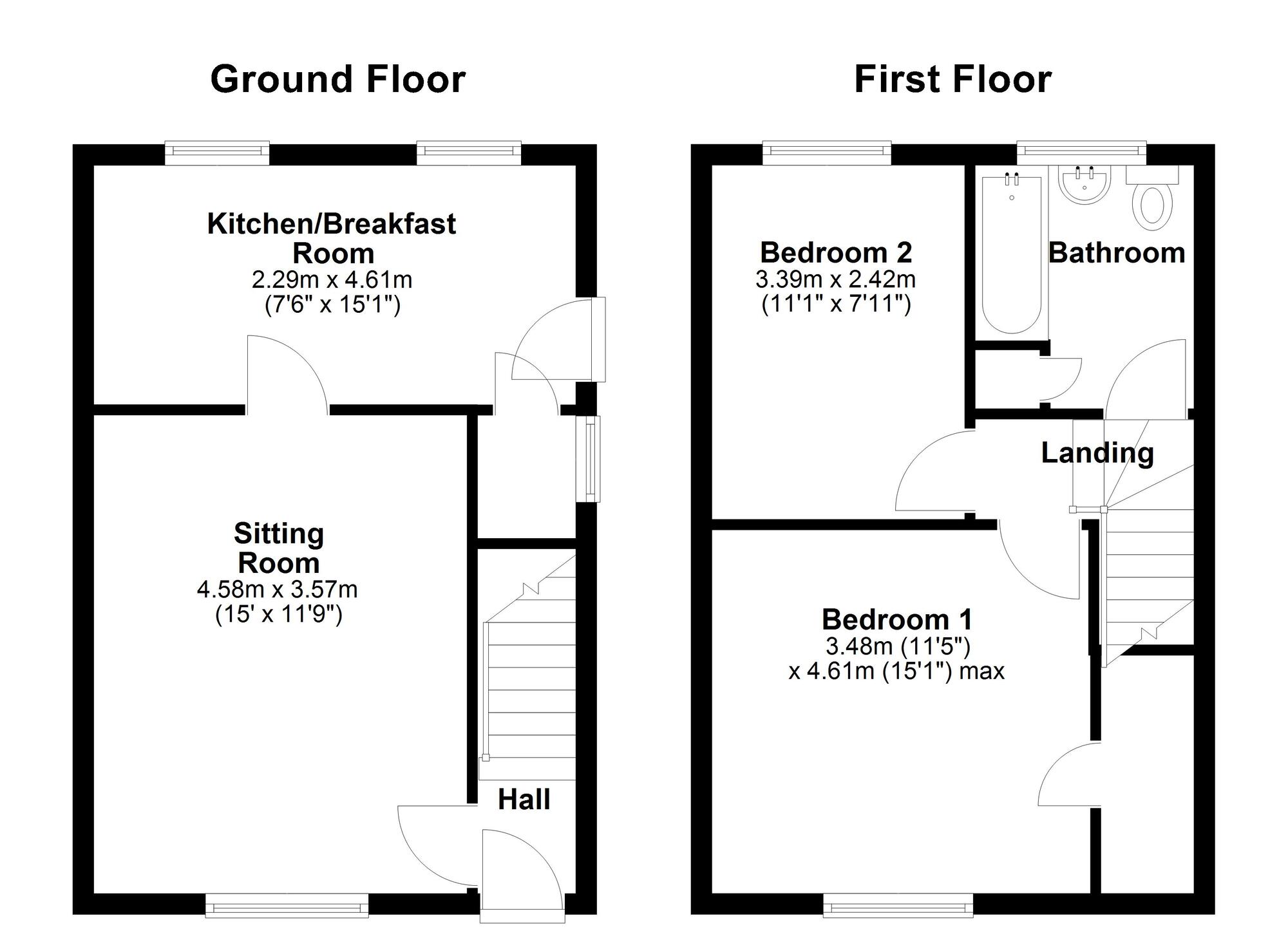 Floorplan of 2 bedroom End Terrace House for sale, Deanham Gardens, Fenham, Newcastle Upon Tyne, NE5