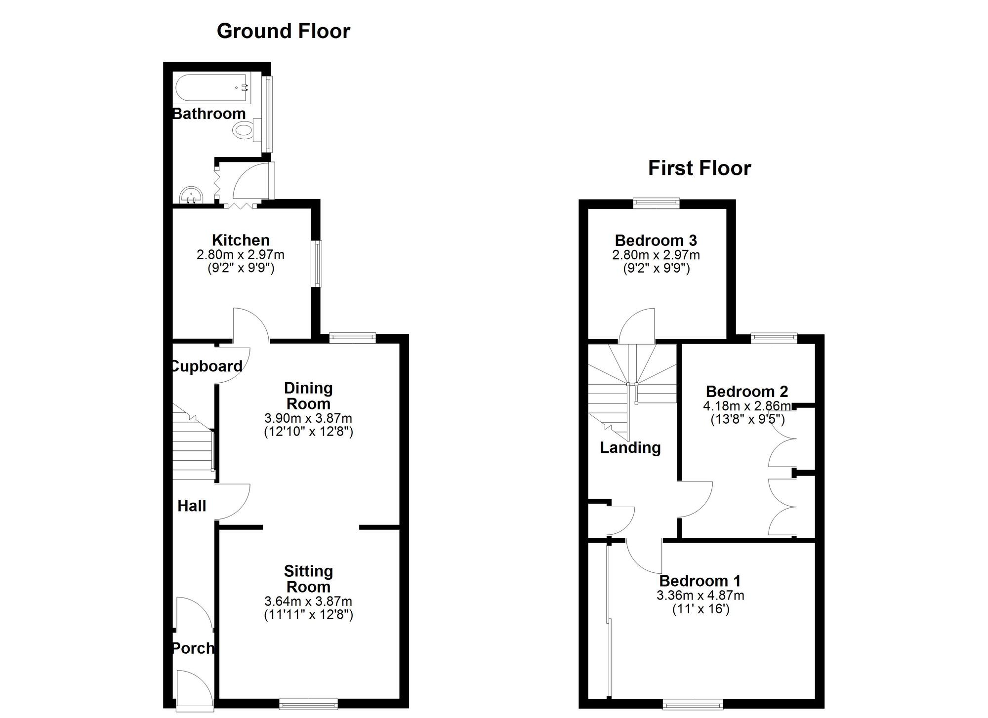 Floorplan of 3 bedroom Mid Terrace House to rent, Dene Gardens, Newcastle upon Tyne, Tyne and Wear, NE15