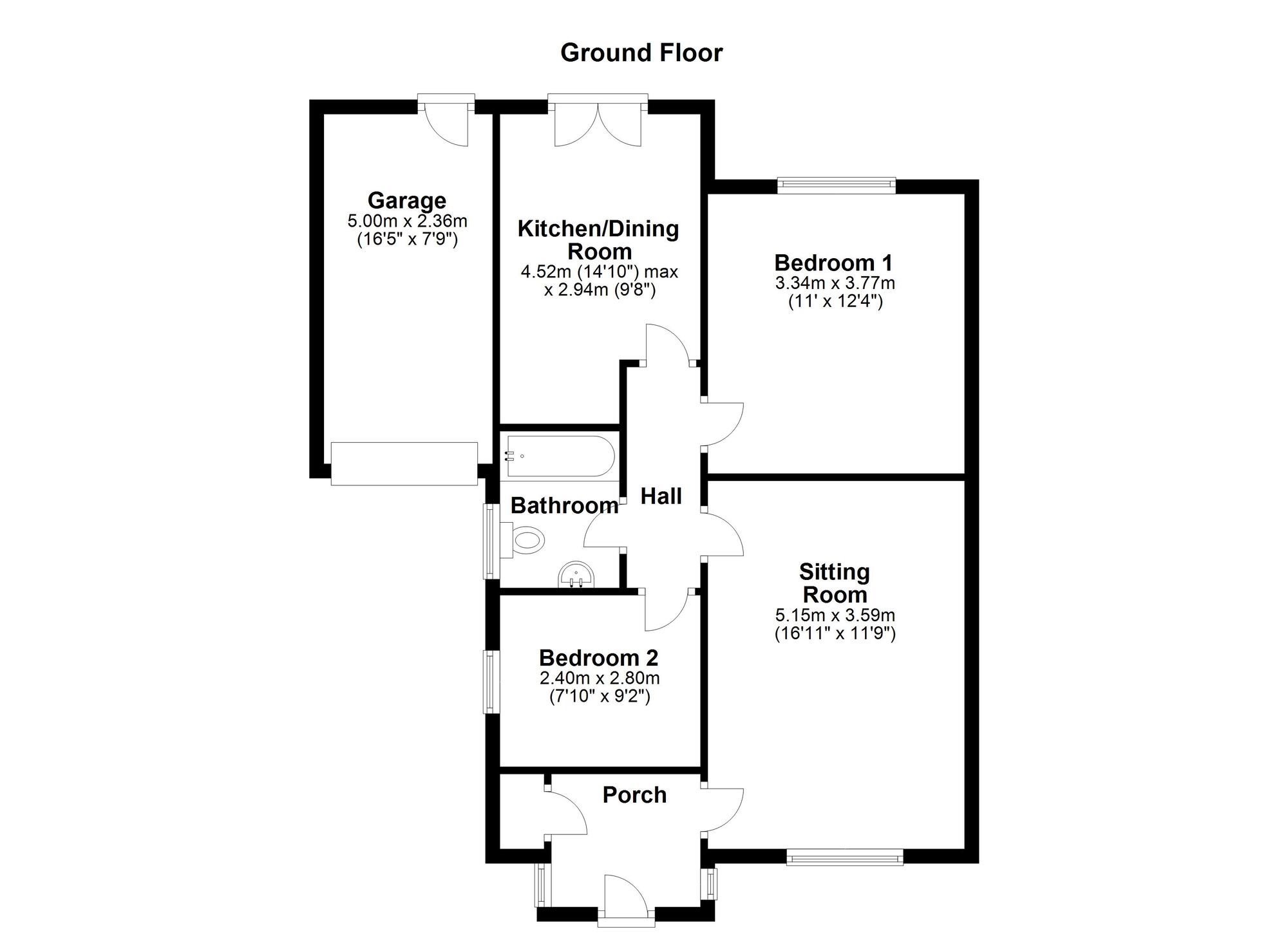 Floorplan of 2 bedroom Bungalow to rent, Garner Close, Newcastle upon Tyne, Tyne and Wear, NE5