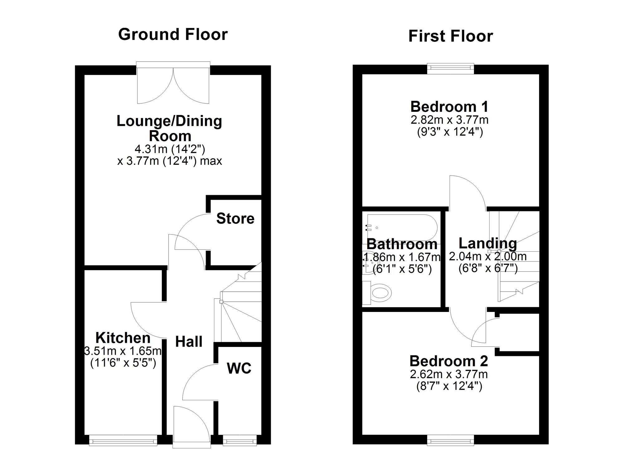 Floorplan of 2 bedroom Semi Detached House for sale, Wren Street, Newcastle upon Tyne, Tyne and Wear, NE15