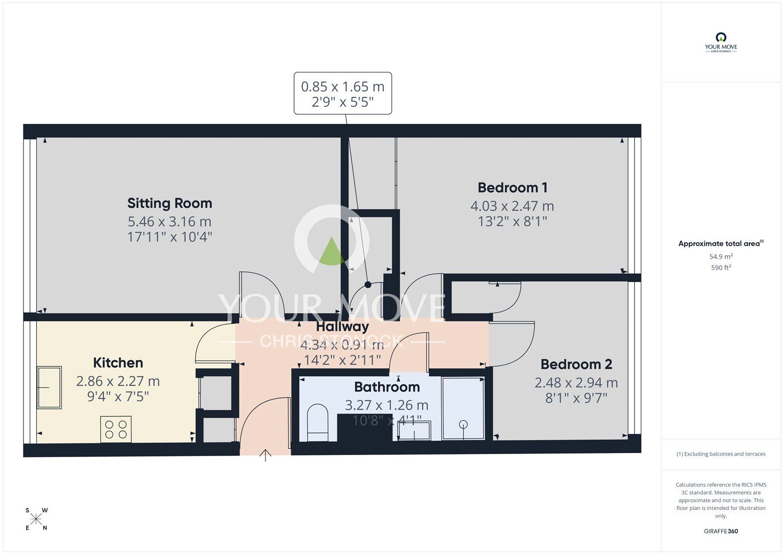 Floorplan of 2 bedroom Flat to rent, Dunsgreen Court, Ponteland, Northumberland, NE20