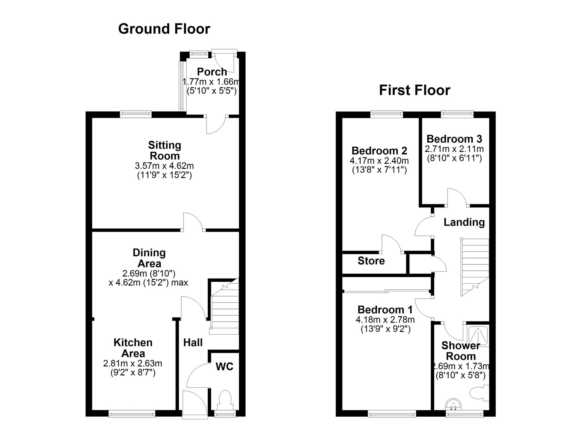 Floorplan of 3 bedroom Mid Terrace House for sale, Eshott Close, West Denton, Tyne and Wear, NE5