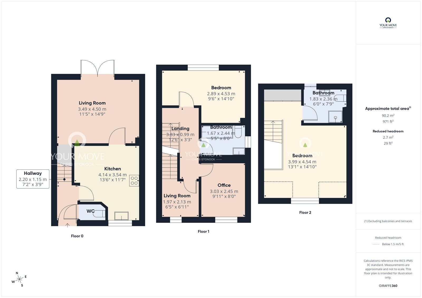 Floorplan of 3 bedroom Semi Detached House for sale, Lamedon Mill Court, Lemington, Tyne and Wear, NE15
