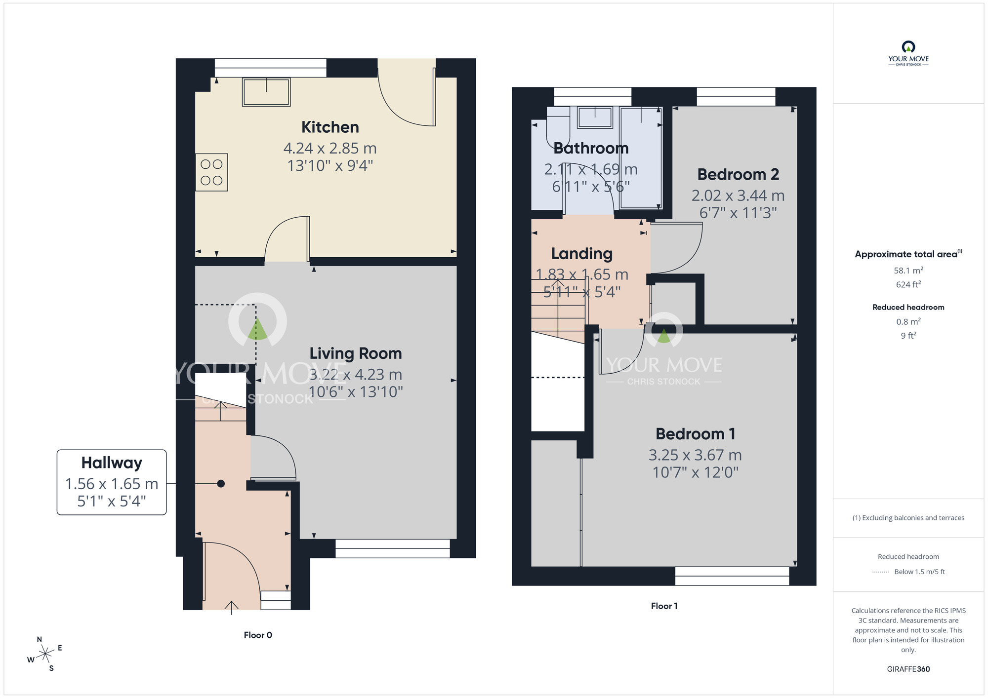 Floorplan of 2 bedroom End Terrace House for sale, St. Georges Terrace, Bells Close, Tyne and Wear, NE15