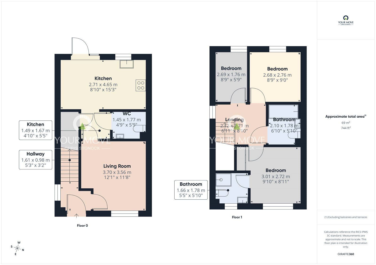 Floorplan of 3 bedroom Semi Detached House for sale, Tulip Place, Newcastle upon Tyne, Tyne and Wear, NE15