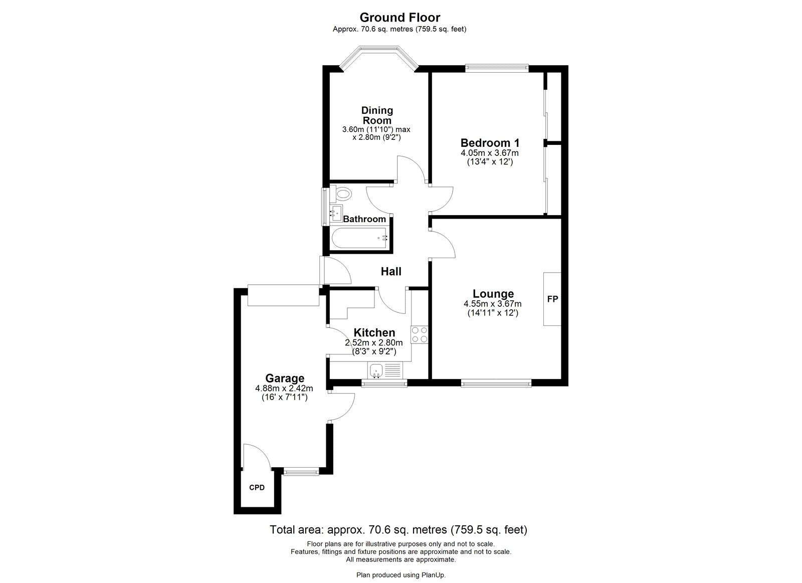 Floorplan of 2 bedroom Semi Detached Bungalow for sale, Roachburn Road, Newcastle upon Tyne, Tyne and Wear, NE5