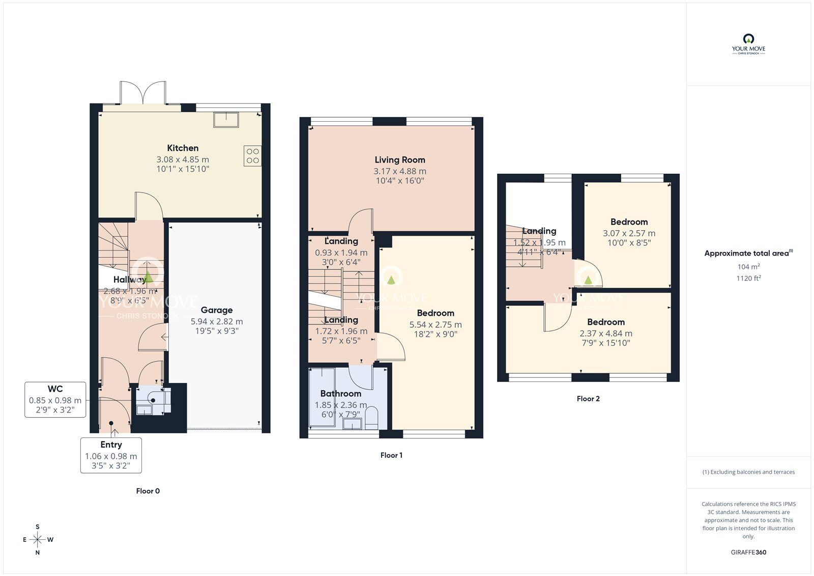 Floorplan of 3 bedroom Mid Terrace House for sale, Gunnerston Grove, Newcastle upon Tyne, Tyne and Wear, NE3