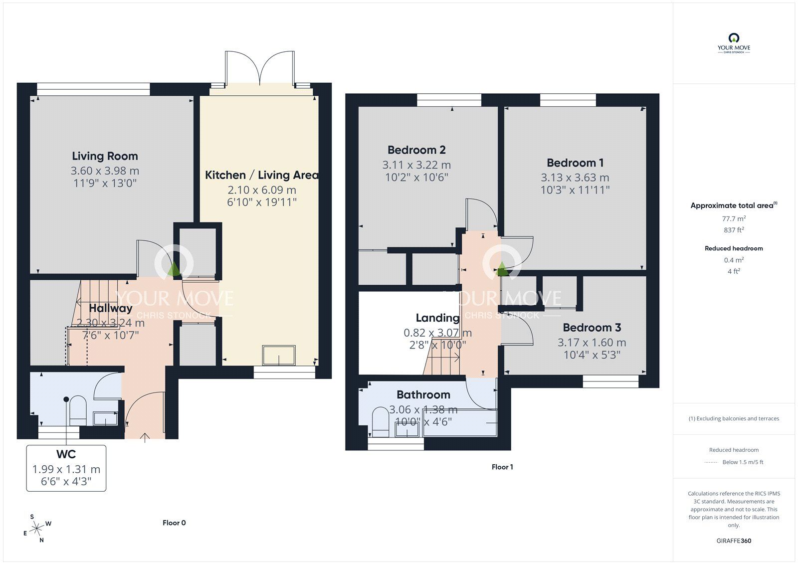 Floorplan of 3 bedroom Mid Terrace House for sale, Fairspring, Newcastle upon Tyne, Tyne and Wear, NE5