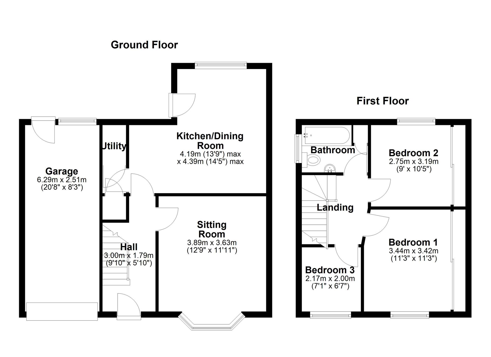 Floorplan of 3 bedroom Semi Detached House for sale, The Roman Way, Newcastle upon Tyne, Tyne and Wear, NE5