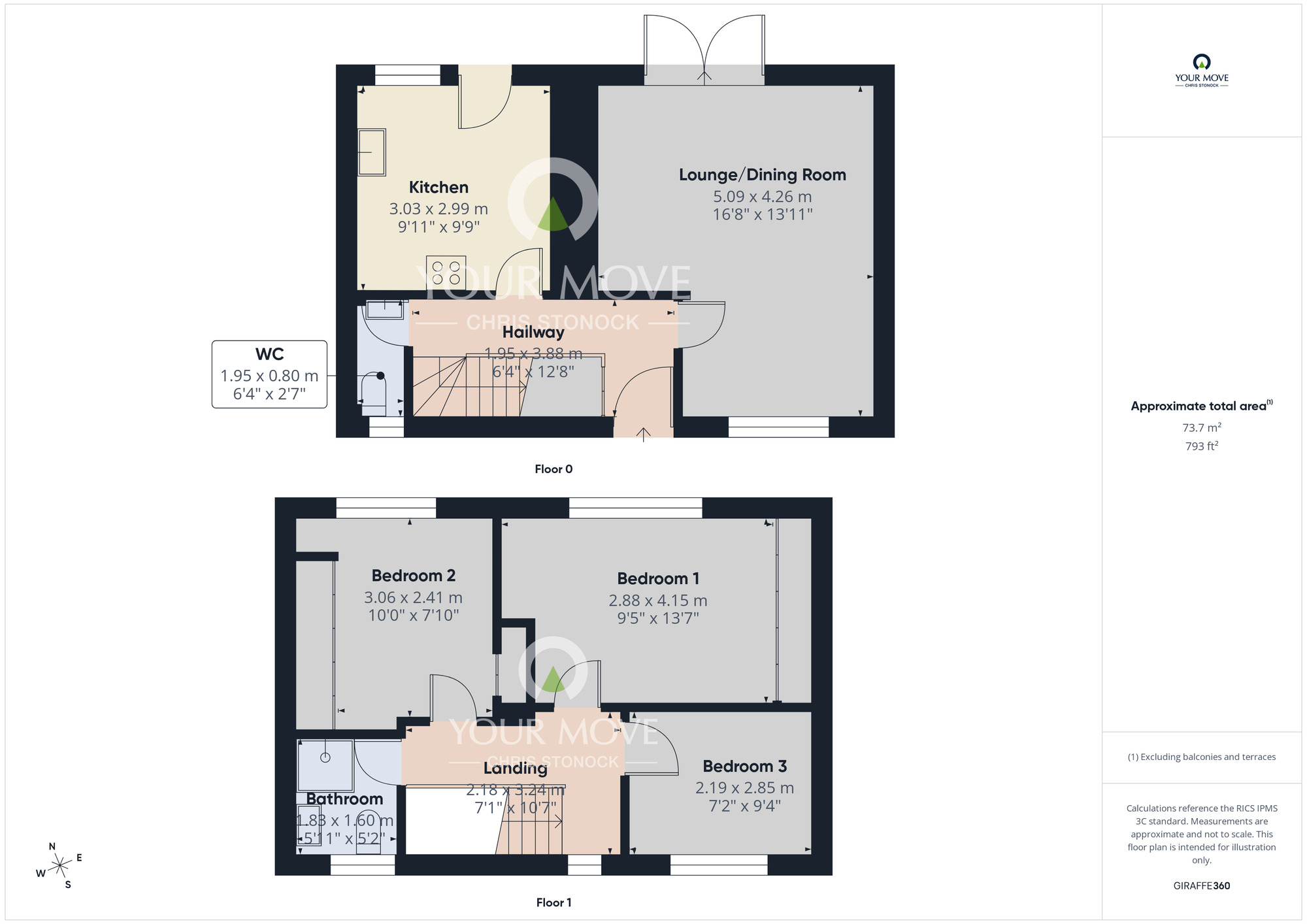 Floorplan of 3 bedroom Semi Detached House to rent, Linbridge Drive, Newcastle upon Tyne, Tyne and Wear, NE5