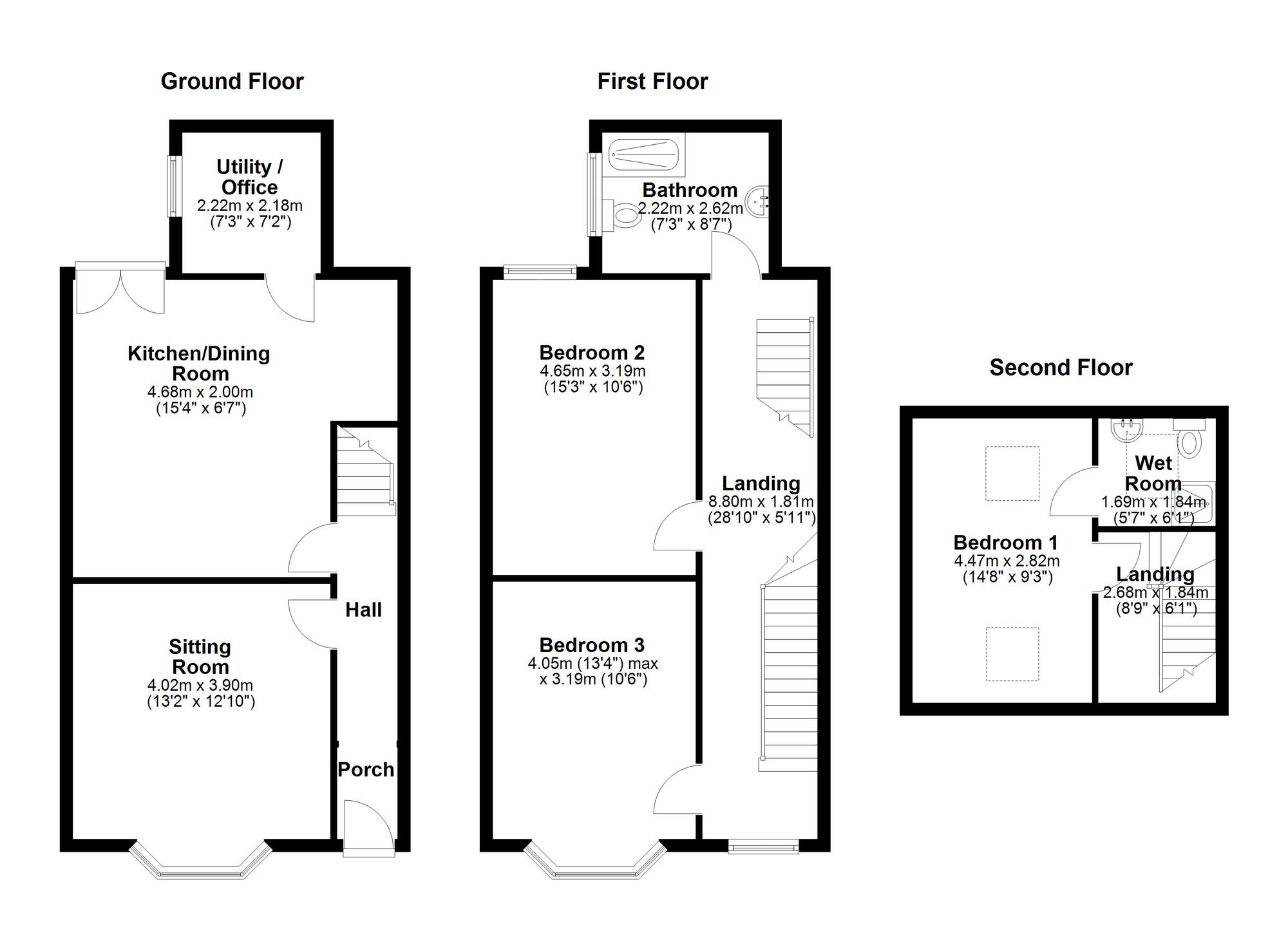 Floorplan of 3 bedroom Mid Terrace House for sale, Wingrove Avenue, Newcastle upon Tyne, Tyne and Wear, NE4
