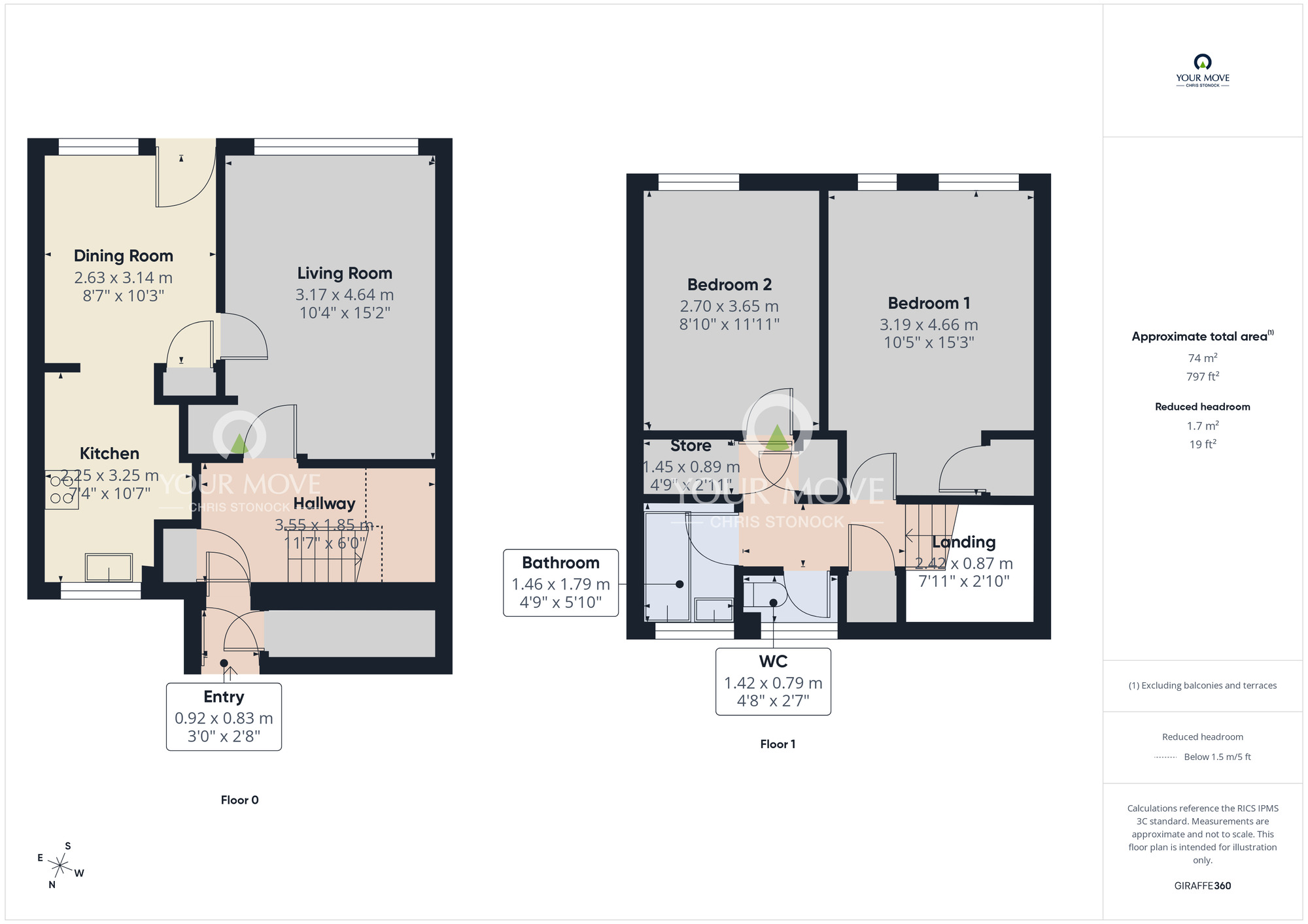 Floorplan of 2 bedroom Mid Terrace House to rent, Mount Pleasant Court, Newcastle upon Tyne, Tyne and Wear, NE15