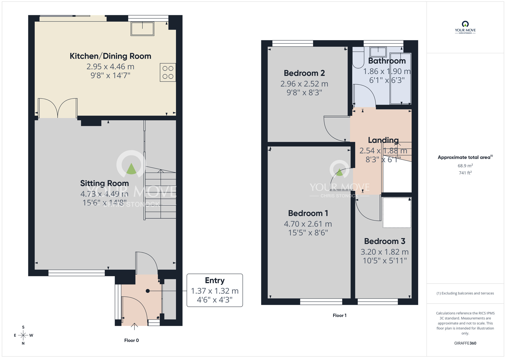 Floorplan of 3 bedroom Mid Terrace House for sale, Bruce Close, Newcastle upon Tyne, Tyne and Wear, NE5
