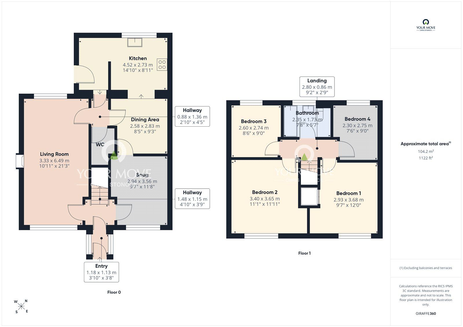 Floorplan of 4 bedroom Detached House for sale, Horncliffe Walk, Newcastle upon Tyne, Tyne and Wear, NE15