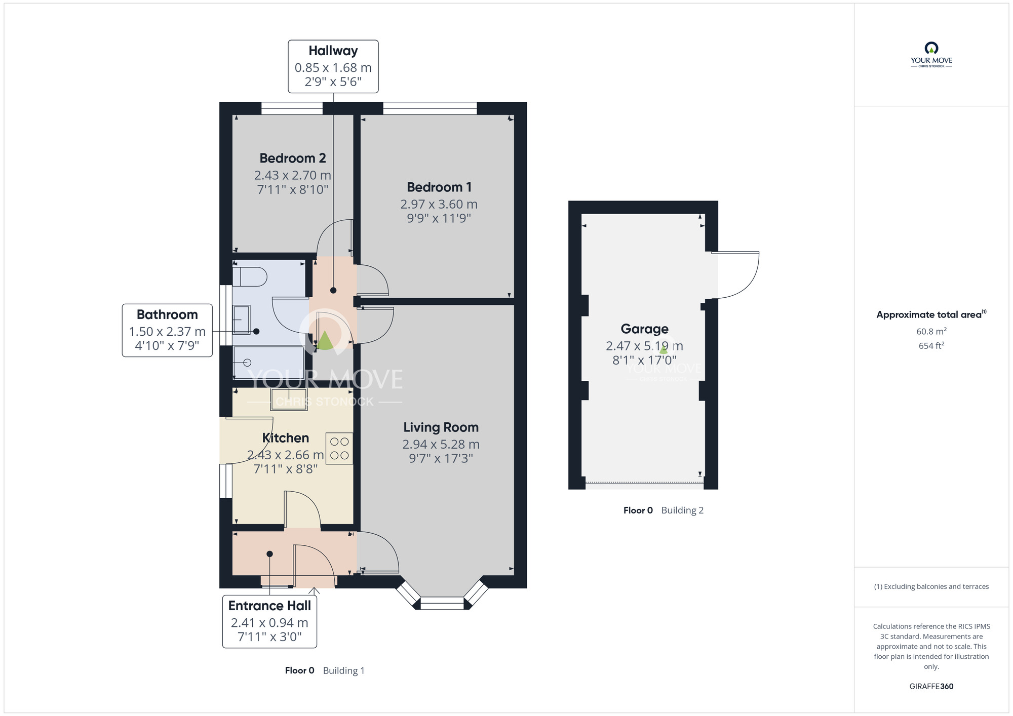 Floorplan of 2 bedroom Semi Detached Bungalow for sale, Nile Close, Newcastle upon Tyne, Tyne and Wear, NE15