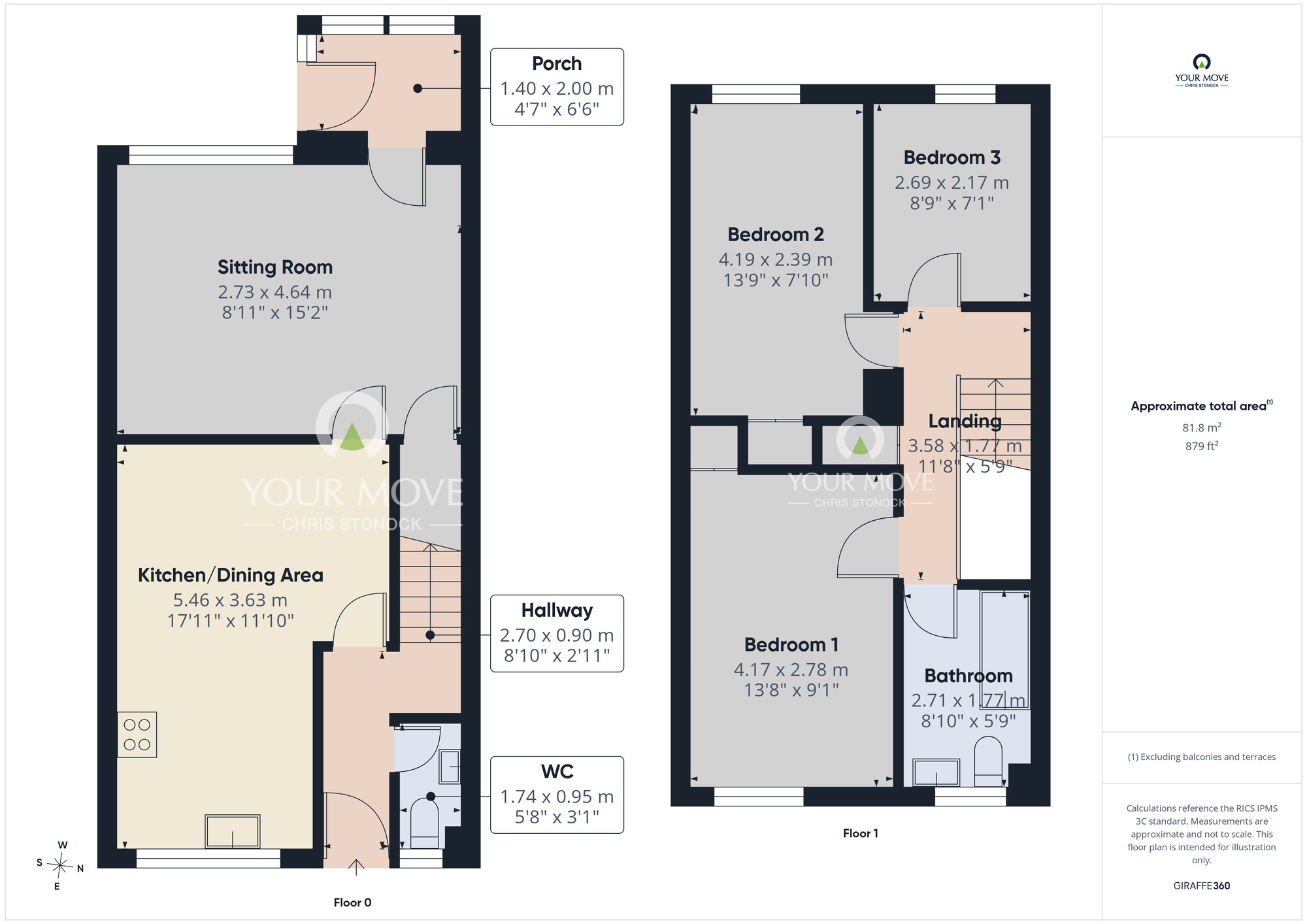 Floorplan of 3 bedroom Mid Terrace House for sale, Northumbria Walk, Newcastle upon Tyne, Tyne and Wear, NE5
