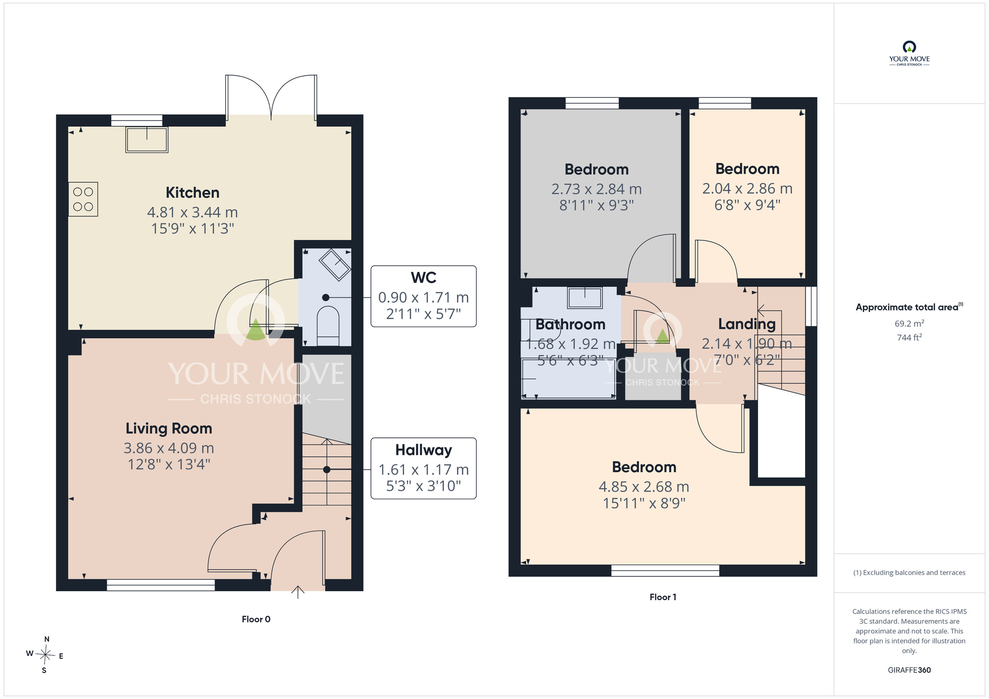 Floorplan of 3 bedroom End Terrace House for sale, Beech Crescent, Newcastle upon Tyne, Tyne and Wear, NE15