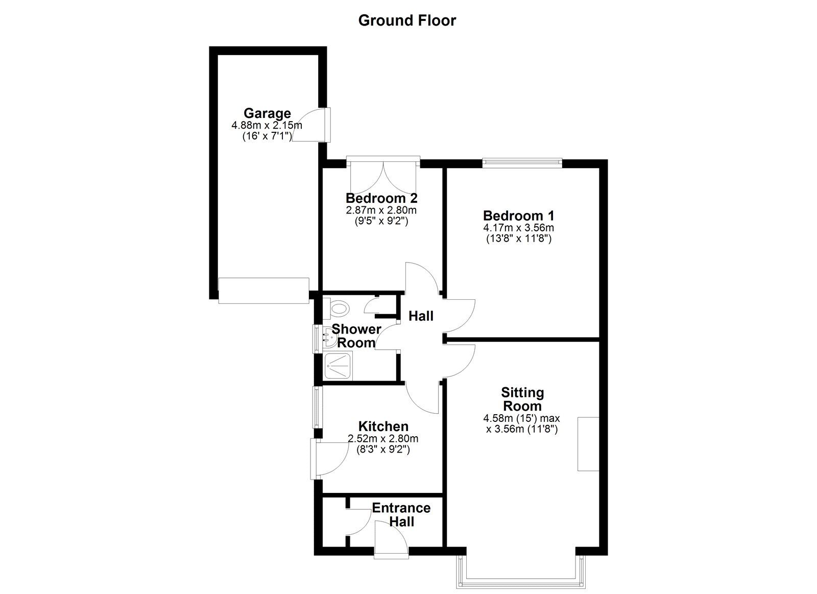 Floorplan of 2 bedroom Semi Detached Bungalow to rent, Eshmere Crescent, Newcastle upon Tyne, Tyne and Wear, NE5