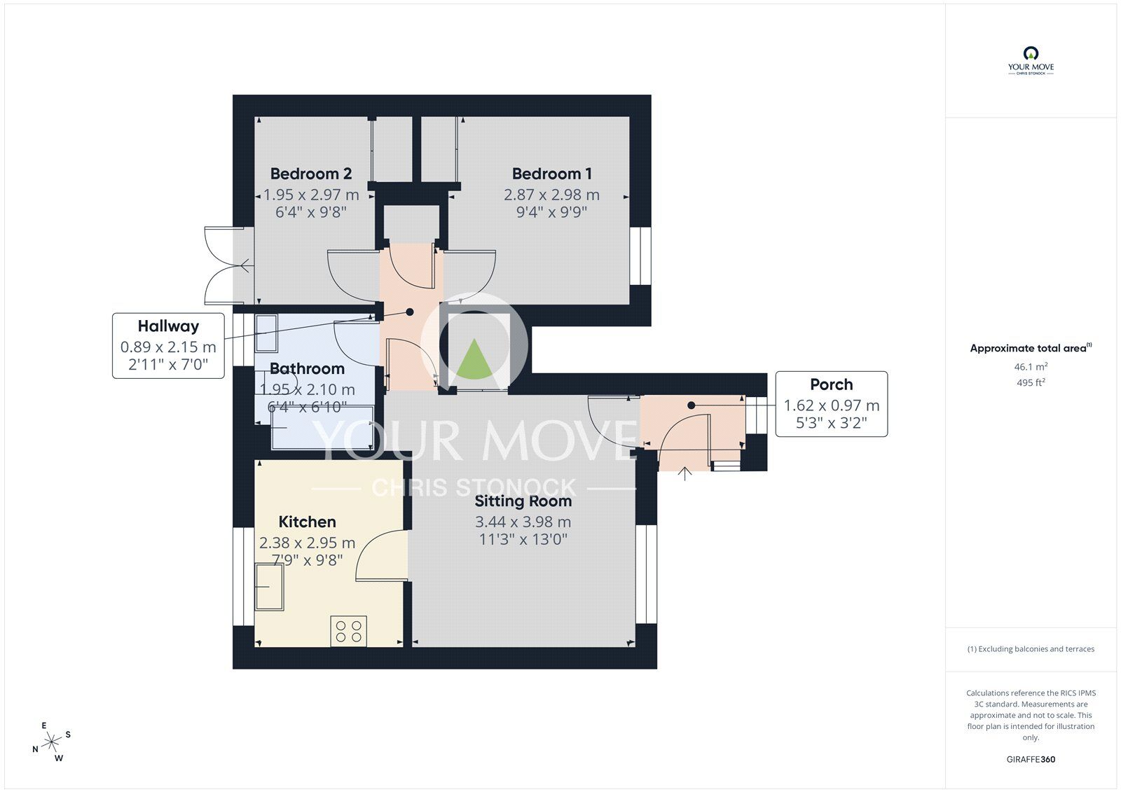 Floorplan of 2 bedroom Flat for sale, Ottringham Close, Newcastle upon Tyne, Tyne and Wear, NE15