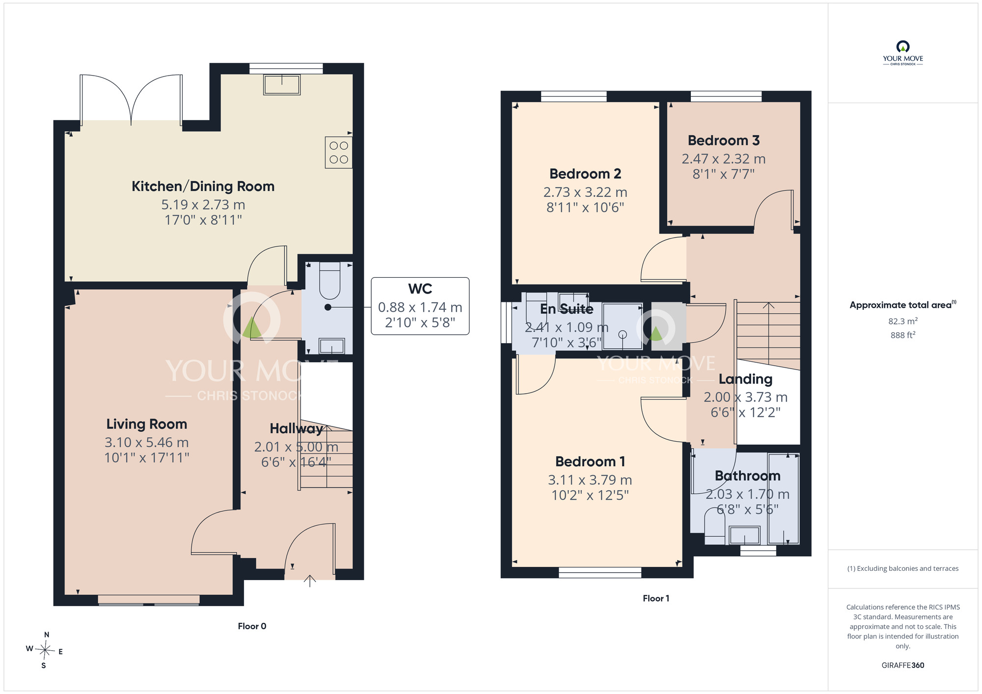 Floorplan of 3 bedroom Semi Detached House for sale, Watson Road, Callerton, Tyne and Wear, NE5