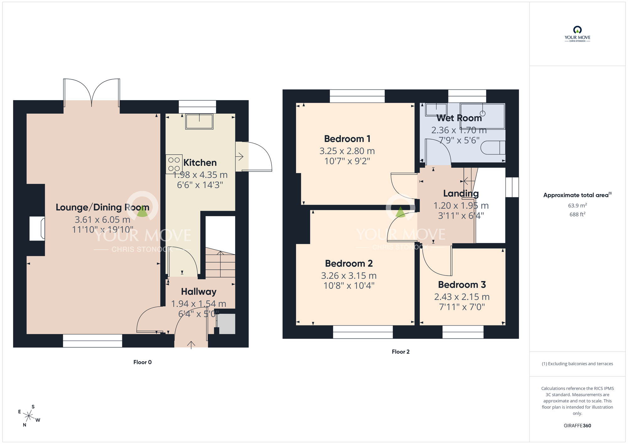 Floorplan of 3 bedroom Semi Detached House for sale, Ambleside, Newcastle upon Tyne, Tyne and Wear, NE15