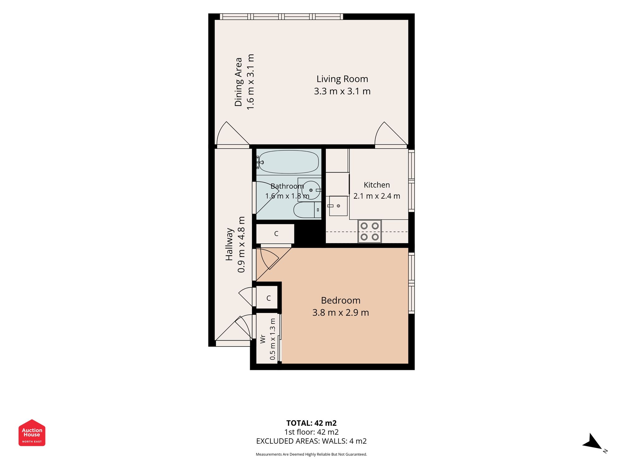 Floorplan of 1 bedroom Flat for sale, St. Just Place, Newcastle upon Tyne, Tyne and Wear, NE5