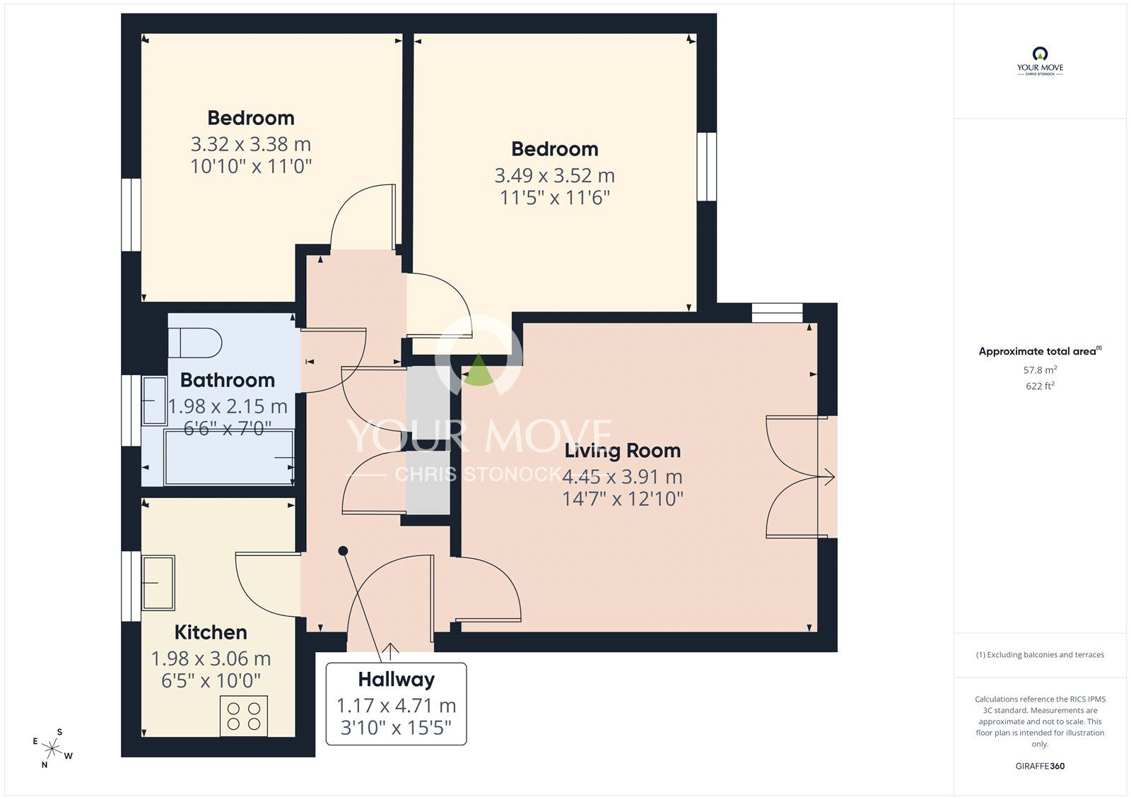 Floorplan of 2 bedroom Flat for sale, Sunnyway, Newcastle upon Tyne, Tyne and Wear, NE5