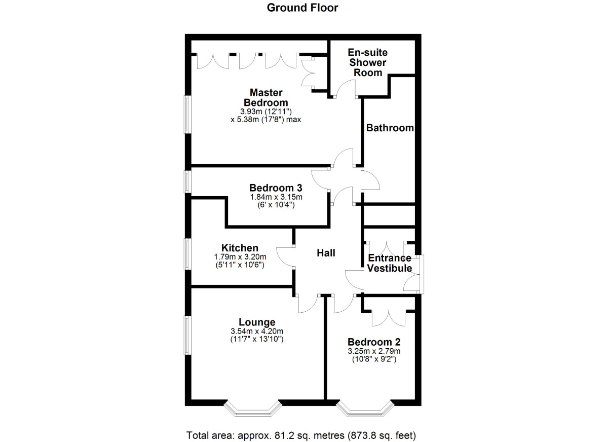 Floorplan of 3 bedroom Flat to rent, Usworth Hall, Washington, Tyne And Wear, NE37
